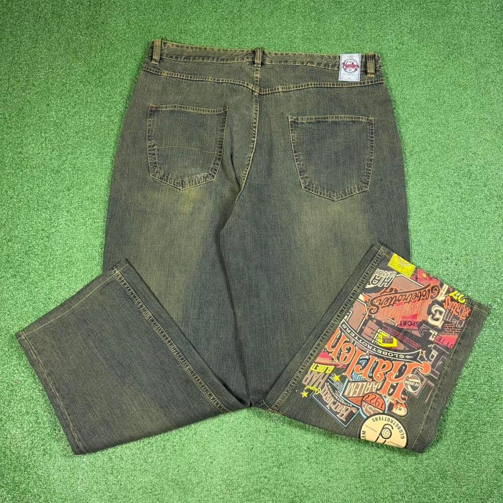 Platinum FUBU Harlem Globetrotters Baggy Jeans 40x32 Y2K Hip Hop Denim - Picture 8 of 8